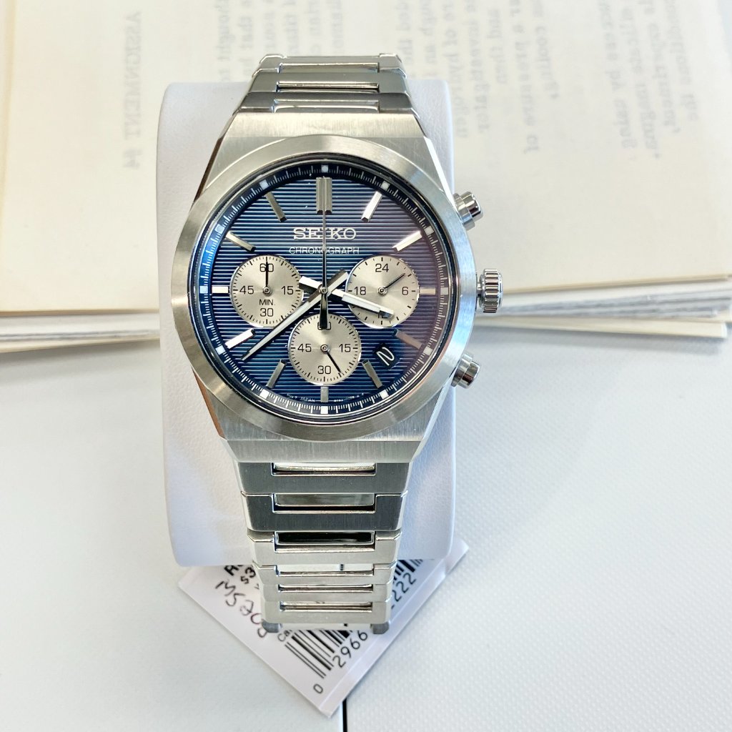 Seiko Essential Chronograph Watch With Blue Dial